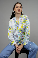 Floral Flounce Sleeve Shirt