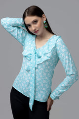 Floral Ruffle Knot Top
