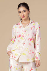 Tie Dye Printed Velvet Casual Shirt For Women