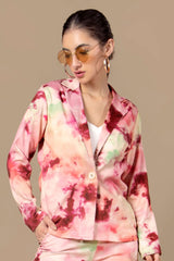 Tie & Dye Notched Collar Blazer For Women