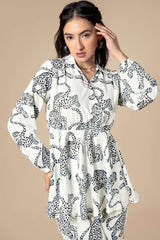 Leopard Printed Wrap Ruffle Top For Women