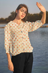 Lovely Heart Printed Top For Women
