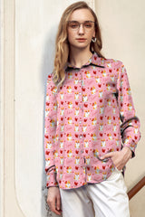 Red Heart Printed Shirt For Women
