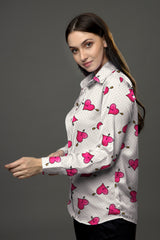 Trendy Pink Heart Shirt For Women