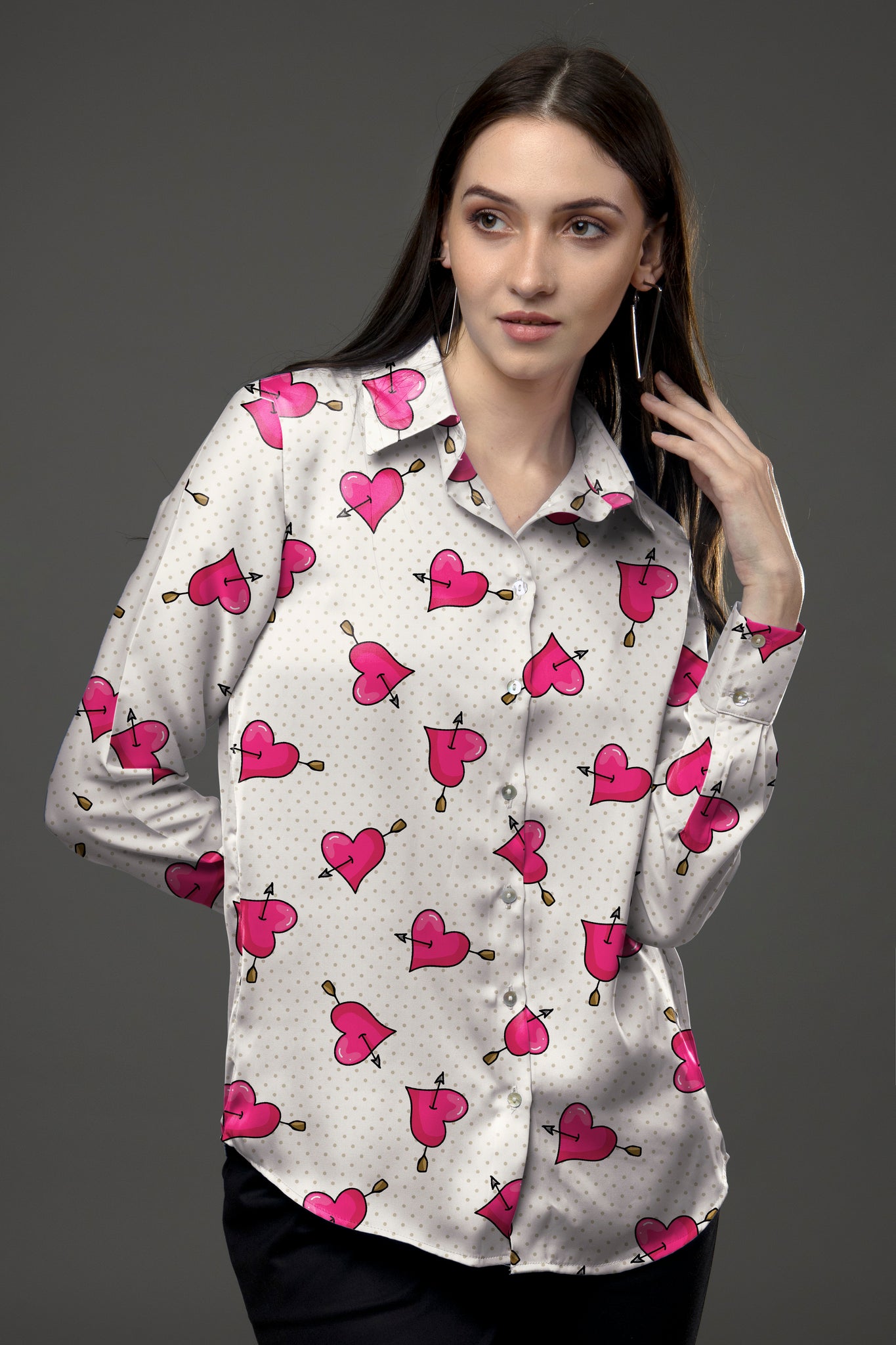 Trendy Pink Heart Shirt For Women