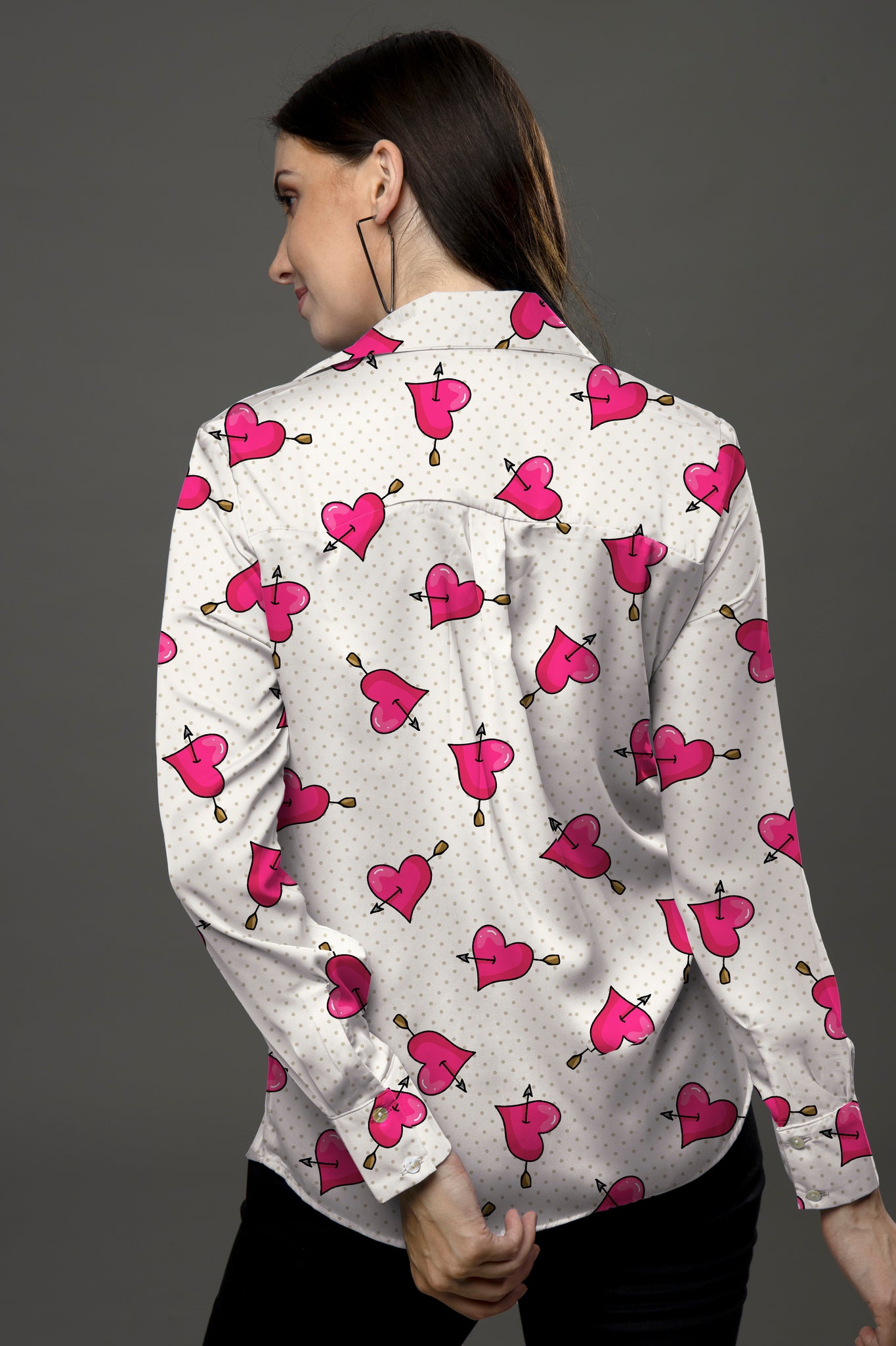 Trendy Pink Heart Shirt For Women