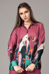 Leafage Spread Collar Shirt For Women