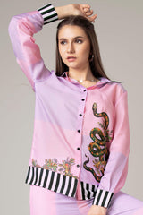 Trendy Snake Spread Collar Shirt For Women