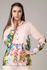 Trendy Leaf Print Shirt For Women