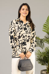 Trendy Black Floral Shirt For Women